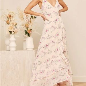 Blush Floral Lace Up High-Low Maxi - XS